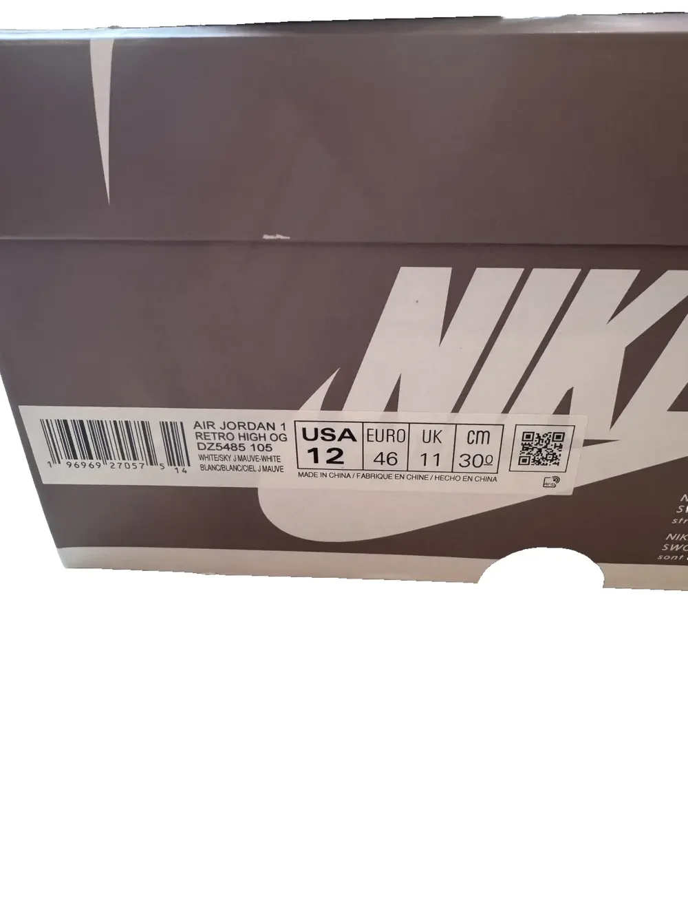 Nike Air Jordan 1 Retro High OG Shoes Mens Size 12 White Mauve DZ5485-105 New